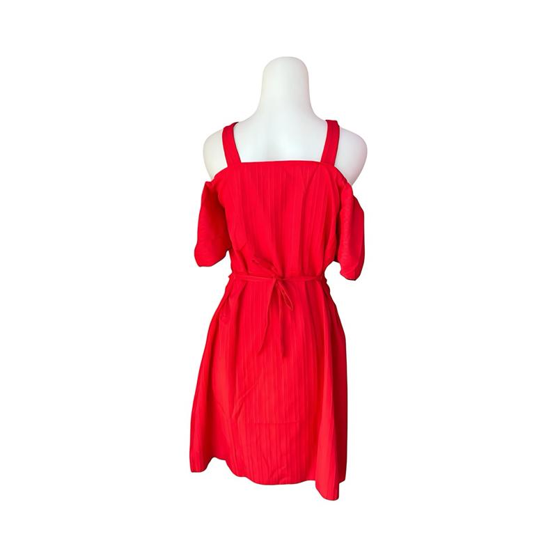 Red Cold Shoulder Mini Dress | Elegan Mini Dress Wanita | Pakaian Makan Malam & Acara | Gaya Moden