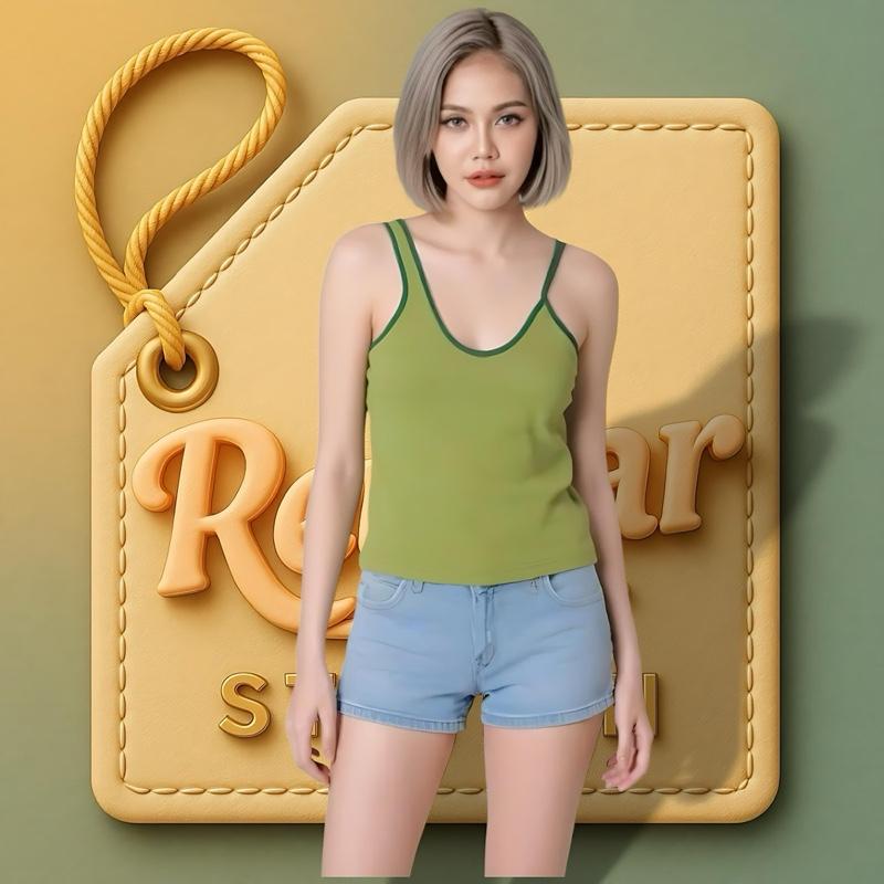 Lime Ribbed Single Strap Camisole Top