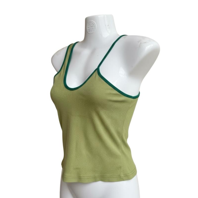 Lime Ribbed Single Strap Camisole Top