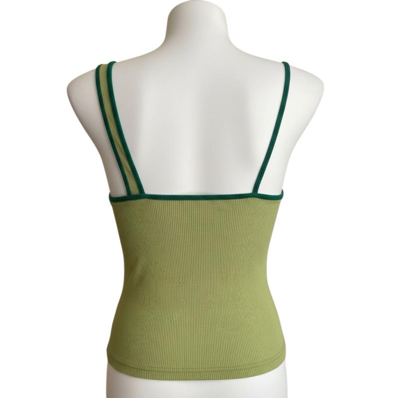 Lime Ribbed Single Strap Camisole Top
