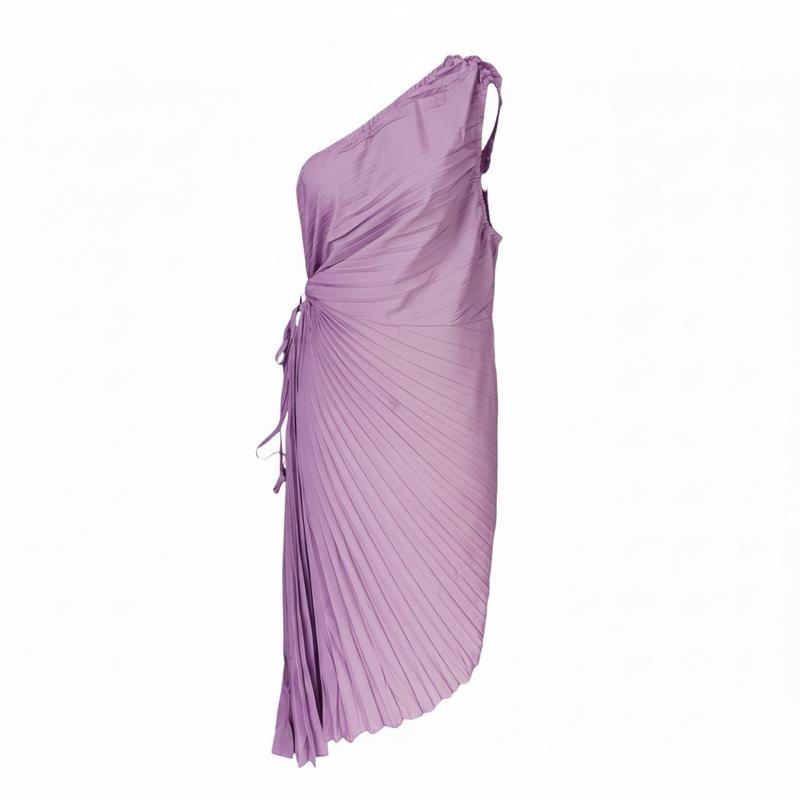The rewear station One-Shoulder Pleated Casual women maxi dress