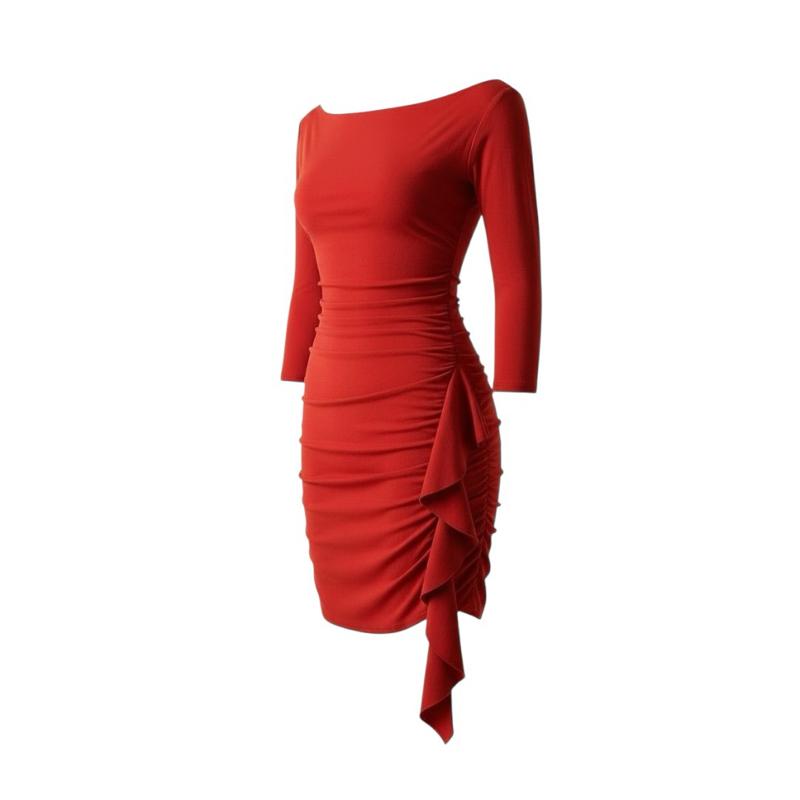 [Size 0XL] Rewear Station Red Party Dress Stretchable (Bust 38") Elegant Lady Outfit Wanita