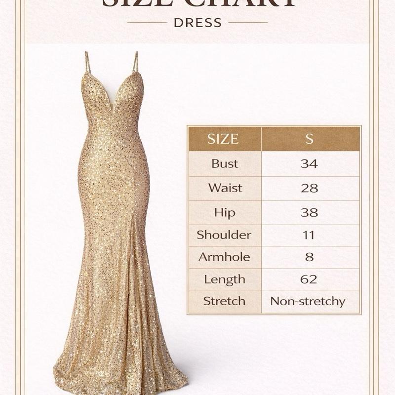 Gold Sequin Evening Gown Set Necklace Earrings
