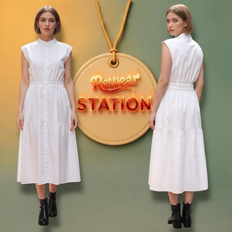 White Sleeveless Button-Front Maxi Dress