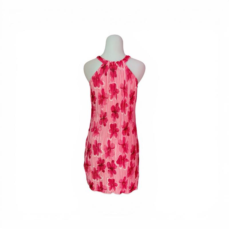 The rewear station pink halterneck  Flared floral minidress