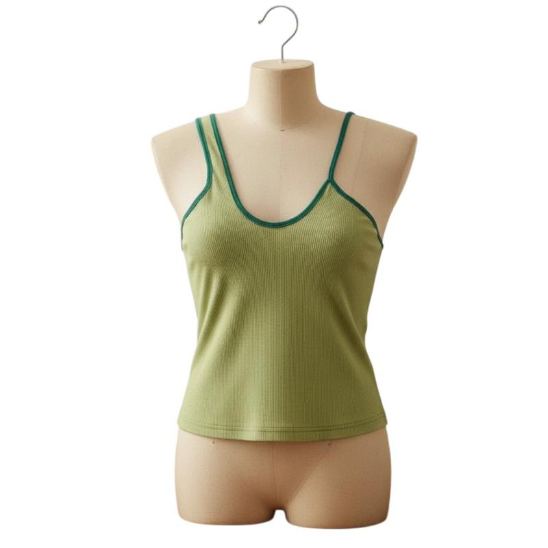 Lime Ribbed Single Strap Camisole Top