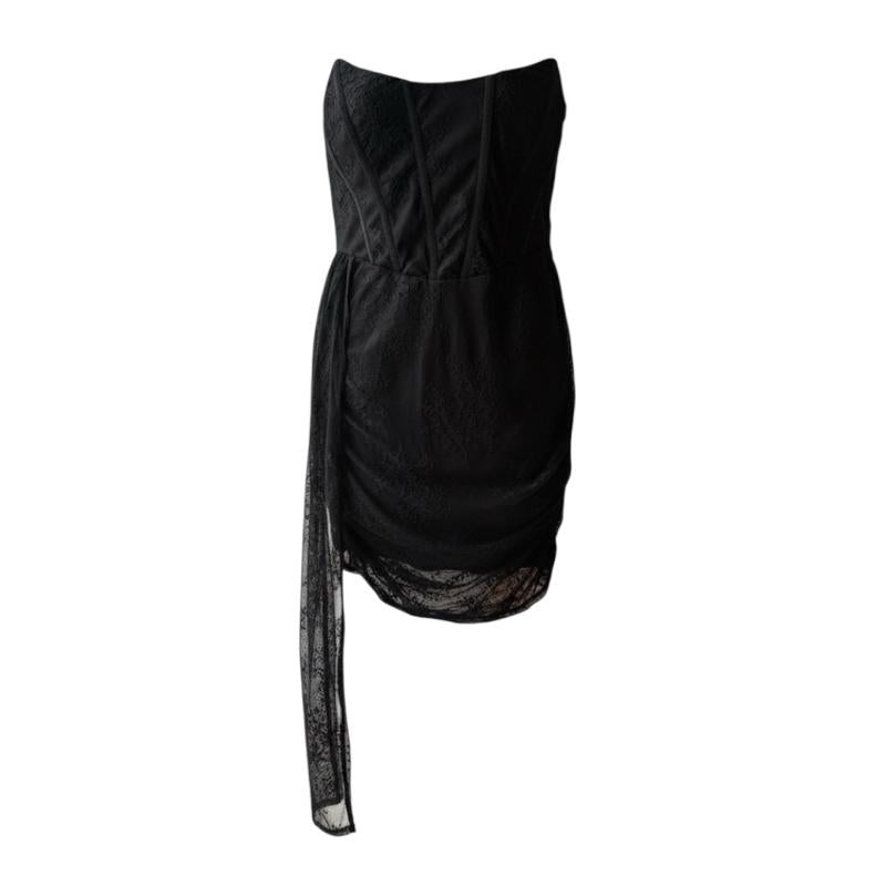 [Size 3XL] Rewear Station Corset Style Top Black Lace Non-Stretch Baju Seksi Wanita Chubby