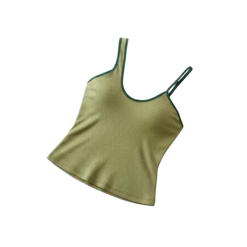 Lime Ribbed Single Strap Camisole Top