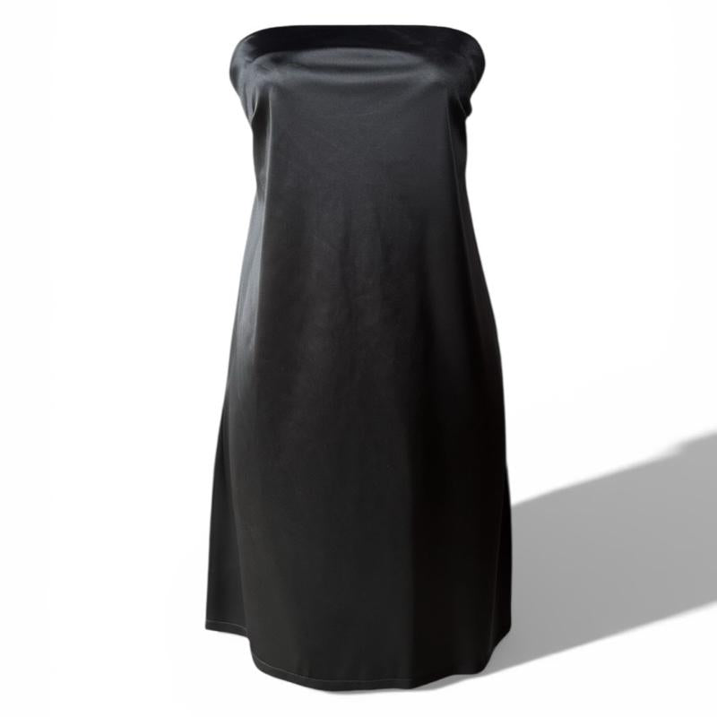 Elegant Black Satin Tube Dress with Back Tie