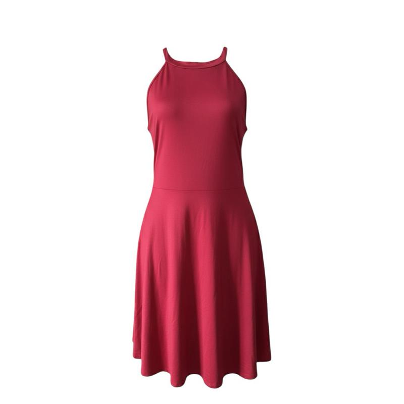 Red Halter Neck A-Line Dress plus size