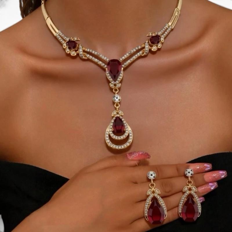 Evening Gown Dress with Matching Jewelry Set