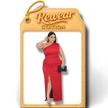 Dress Merah Maxi Plus Size Saiz Besar Size 2XL Bust 48" One Shoulder Extra Long dengan Ruched Detailing dan Slit Tinggi