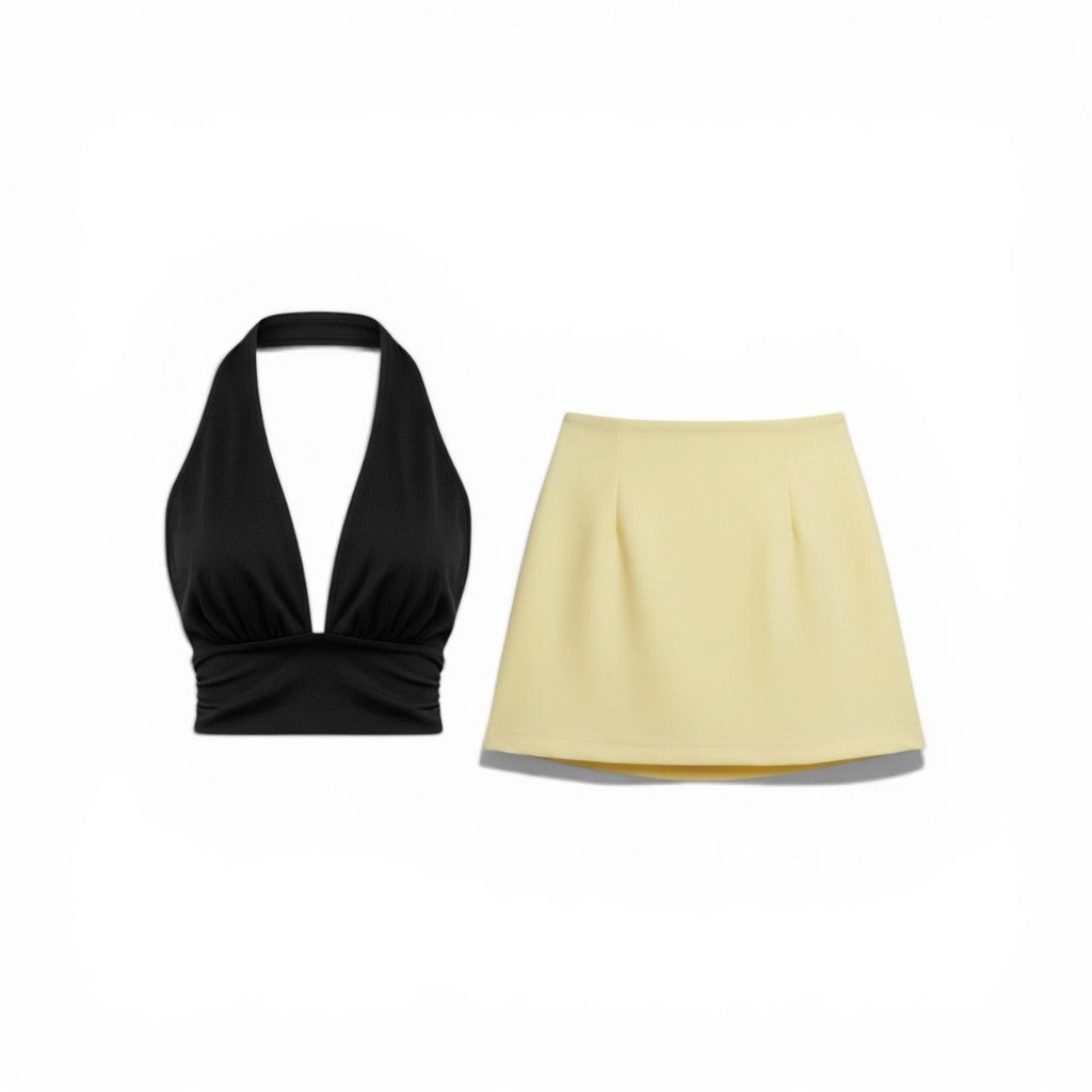 The rewear station One set outfit Low cut top with skirt